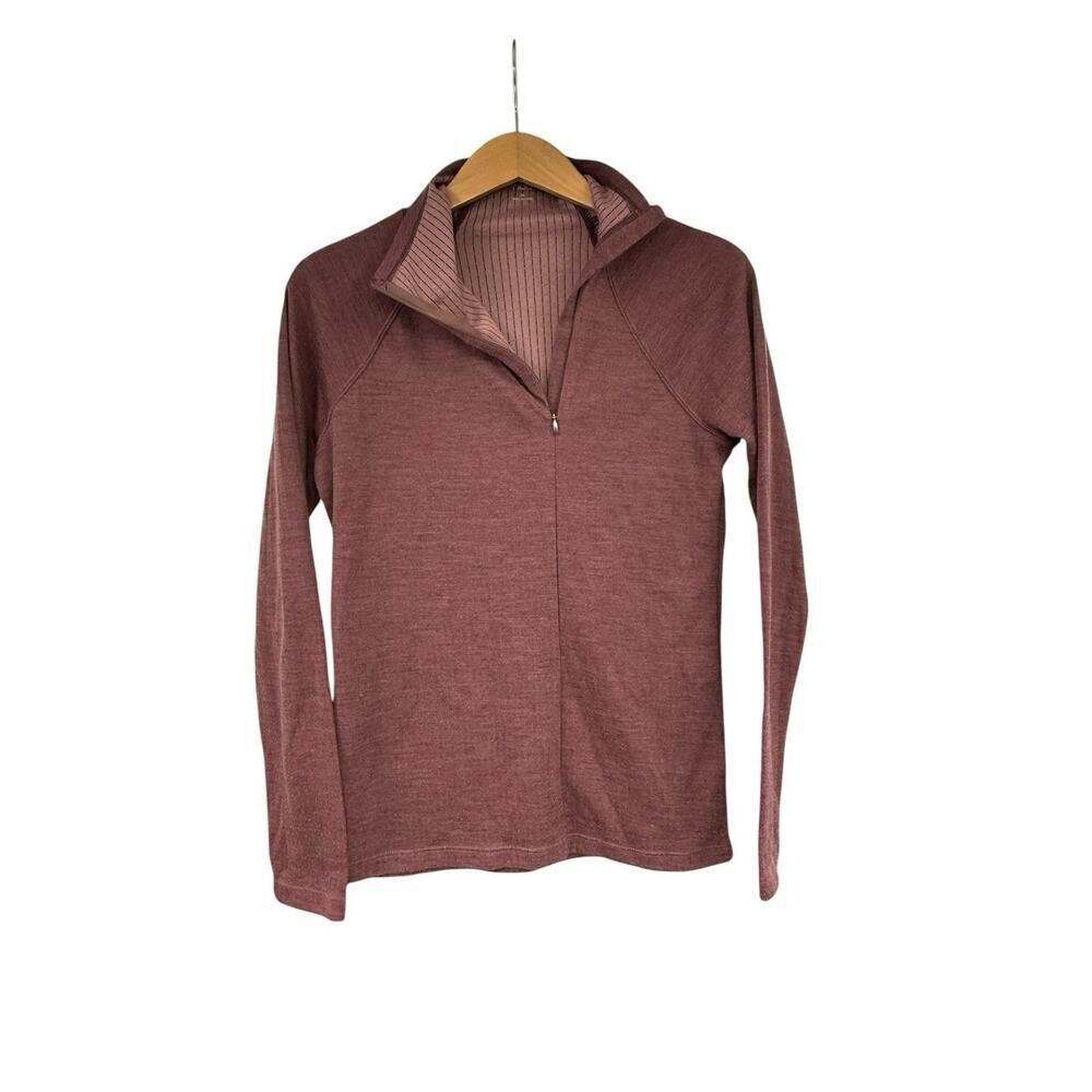 Nau Womens Wool Blend Half Zip Base Layer Top Brown Rose Womens‎ XS